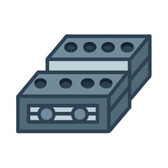 Two stacked grey toy bricks on a black background