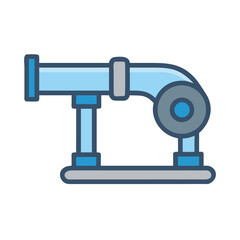 Stylized illustration of industrial blue piping with gray accents