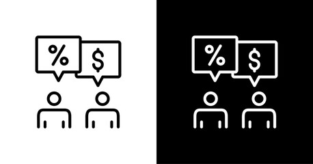 Price Negotiation White Icon Set Design