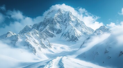 snow covered mountains
