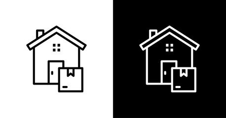 Home Delivery White Icon Set Design