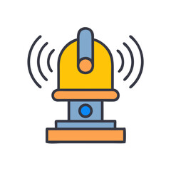 Stylized icon of wireless beacon transmission antenna on black background