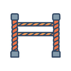 Stylized rope barrier icon with orange and blue colors