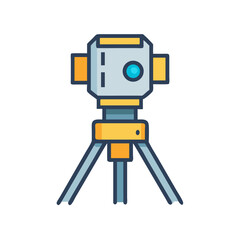 Illustration of a total station on a black background