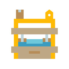 Pixelated transport vehicle with box on black background art