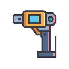 Stylized icon of handheld scanner on black background