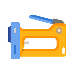 Flat illustration of a yellow staple gun over black
