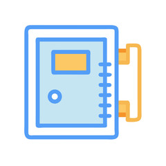 Blue and yellow telephone directory on black background image