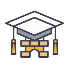 Building blocks with graduation cap, education and construction