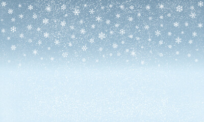 Fondo de paisaje nevando con copos de nieve y viento