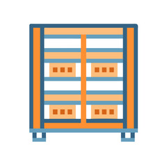 Flat vector graphic of wooden pallet shelf on black