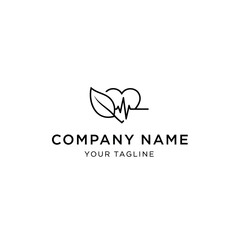 Elegant health and wellness logo featuring a heart and leaf design.