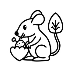 Obraz premium Cute mouse holding a heartshaped nut