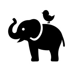 Illustration of an elephant with a bird on its back