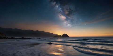 Golden Sunset Reflections on a Rocky Seashore