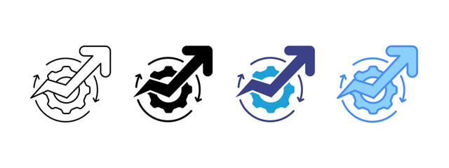 Efficiency  icon set multiple style collection