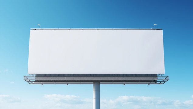 Large billboard against blue sky. 3D rendered illustration