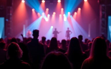 A crowd of people are at a concert. High quality