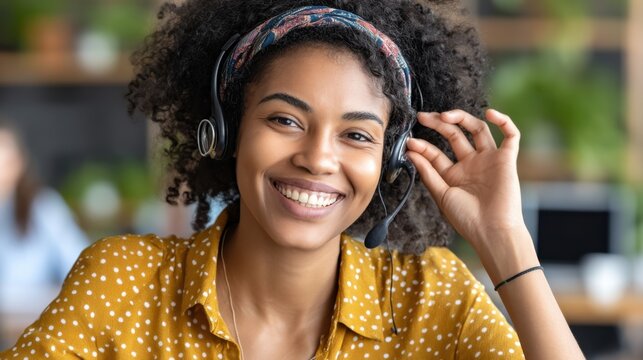 Customer support agent engaging with clients modern office portrait professional environment upbeat concept - Powered by Adobe