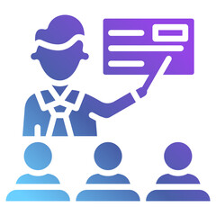 Gradient Glyph Classroom Icon with Teacher and Presentation Board