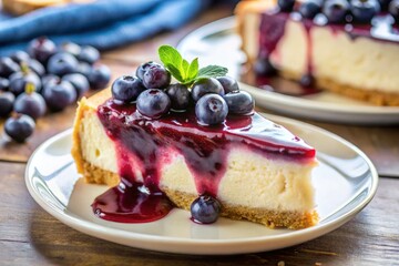 Cheesecake with blueberry topping