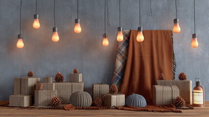 Cozy holiday decor setup indoor setting festive scene warm ambiance creative design home improvement