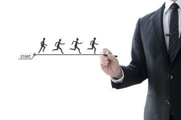 ビジネスの分野におけるリーダーシップイメージ―若手に道筋を示すビジネスマン