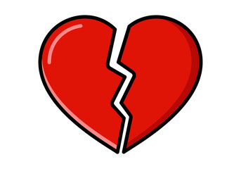 Broken Heart Flat Colored Icon for Sad Love and Emotional Concept