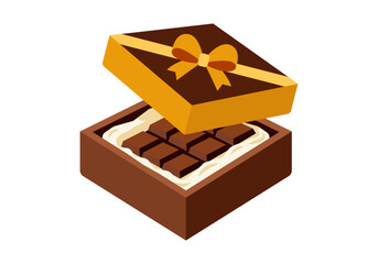 Chocolate Box Flat Colored Icon for Valentine Gift and Sweet Love Concept