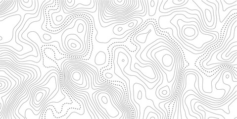 Geography landscape Topo contour map on white background, Topographic contour lines. Seamless pattern with lines Topographic map. Geographic mountain relief diagram line wave carve pattern.  © jr graphics