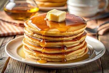 Pancakes with maple syrup and butter 