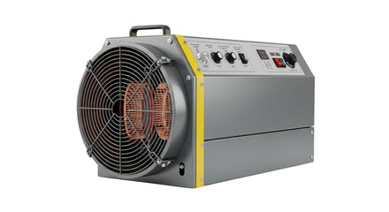 Obraz premium Air conditioner and electric fan isolated on white with retro radio and 