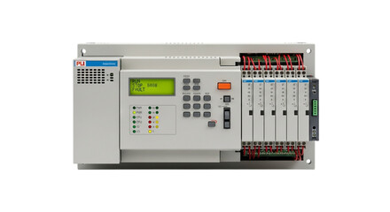Stock photos of electric power station control panel with numerous switches and buttons 