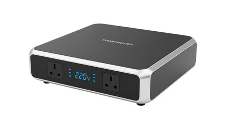 Black electronic wireless router device for