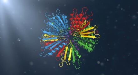 3d rendering of a protein molecule structure