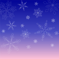 Beautiful White Snow Crystals  with Night Sky  Background