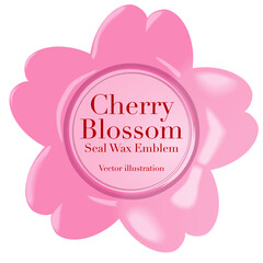 日本文化を象徴する桜のシールワックス風エンブレム　ベクターイラストレーション