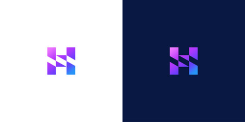 initial H icon monoline logo design vector	