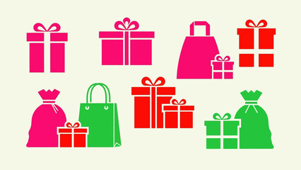 Festive Holiday Presents and Shopping Bags in Red and Green