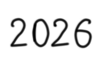 Handwritten number 2026 in a simple casual font representing the upcoming year isolated on transparent background