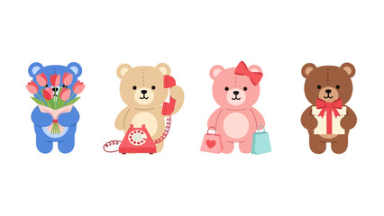 Cute Teddy Bear Characters for Valentine's Day and Special Occasions