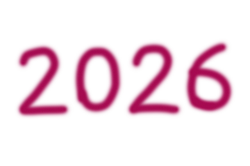 Handwritten magenta colored number twenty twenty six displayed as a year or date isolated on transparent background