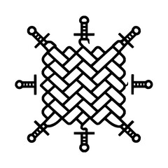 Celtic knot with swords vector illustration for tattoo design and medieval art and fantasy concept design element