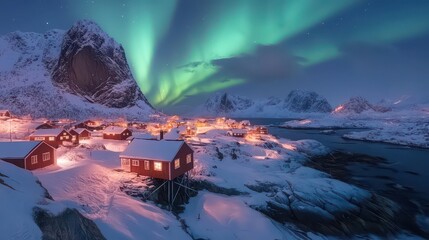 winter landscape with houses and snow
