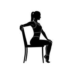 Fototapeta premium Casual Silhouette of a Woman Sitting on a Chair in Workout Clothes Relaxing Break
