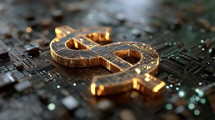 Dollar Symbol Integrated Into a Computer Circuit Board Technology Concept