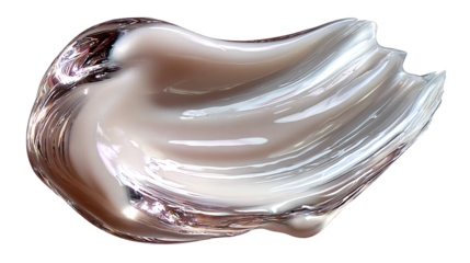 Luster Cream Stroke: Close-up of a pearlescent cream stroke, showcasing its smooth texture and light reflection that hints at the moisturizing and skin-enhancing properties of the product.