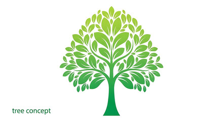 Obraz premium Green tree logo concept isolated on white background, vector illustration