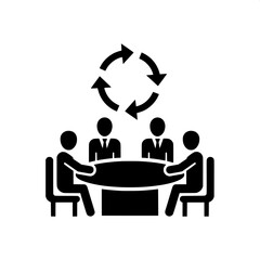 Collaborative Effort Team Meeting with Circular Arrows for Business Growth