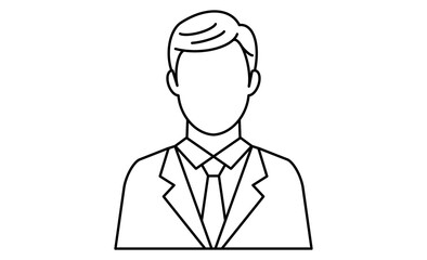 スーツを着た表情のないビジネスマンのシンプル線画素材アイコン